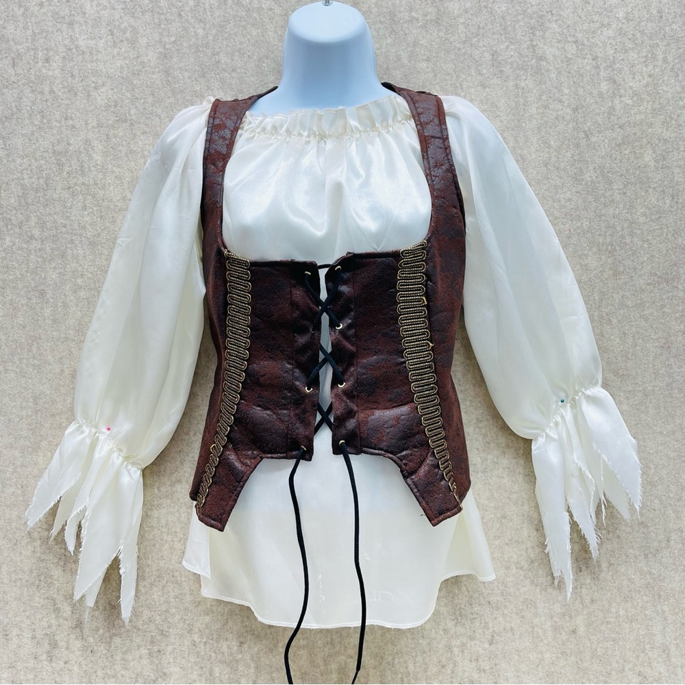 Rubies Pirate Wench Halloween 2 Piece Satin Top And Drawstring Vest Costume
